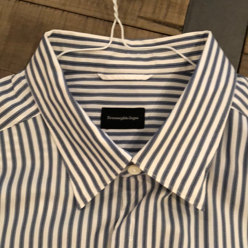 Ermengildo zegna size XXL BLUE WHITE STRIPE SHIRT